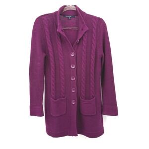 Chadwicks Sz PS Purple Cable Knit‎ Cardigan Plum Cottage Fairy Classic Chunky